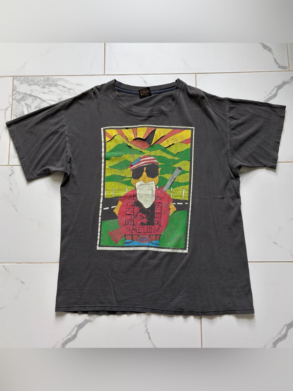 Vintage 1993 Blind Melon World Tour T Shirt Tee Size XL Faded Holes Brockum